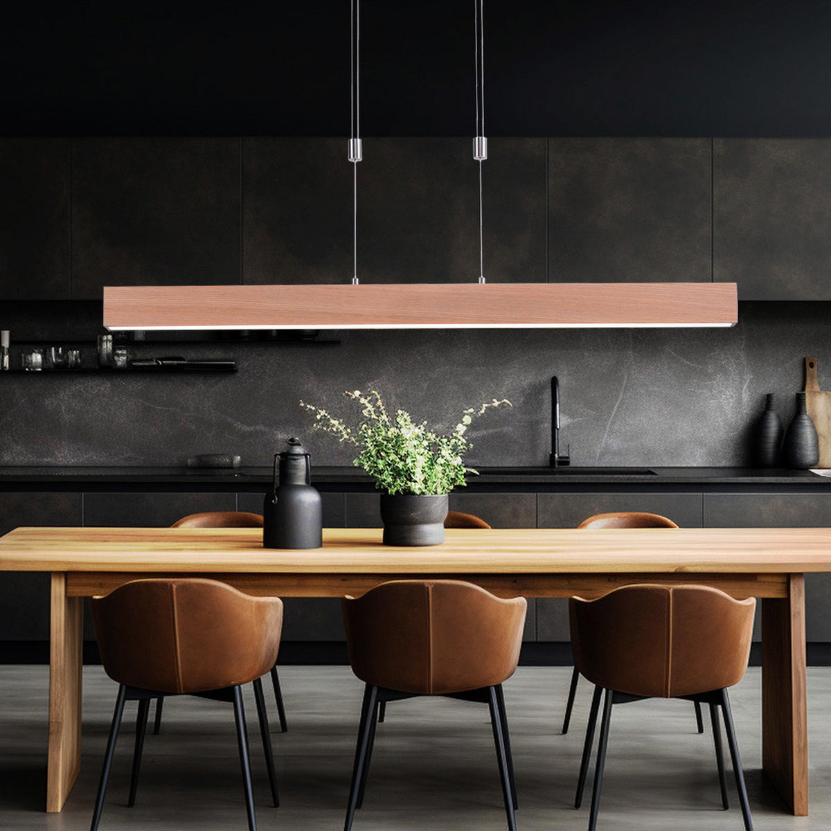 LED HÄNGELEUCHTE Holzoptik Braun - Braun, Metall (110/5/160cm)