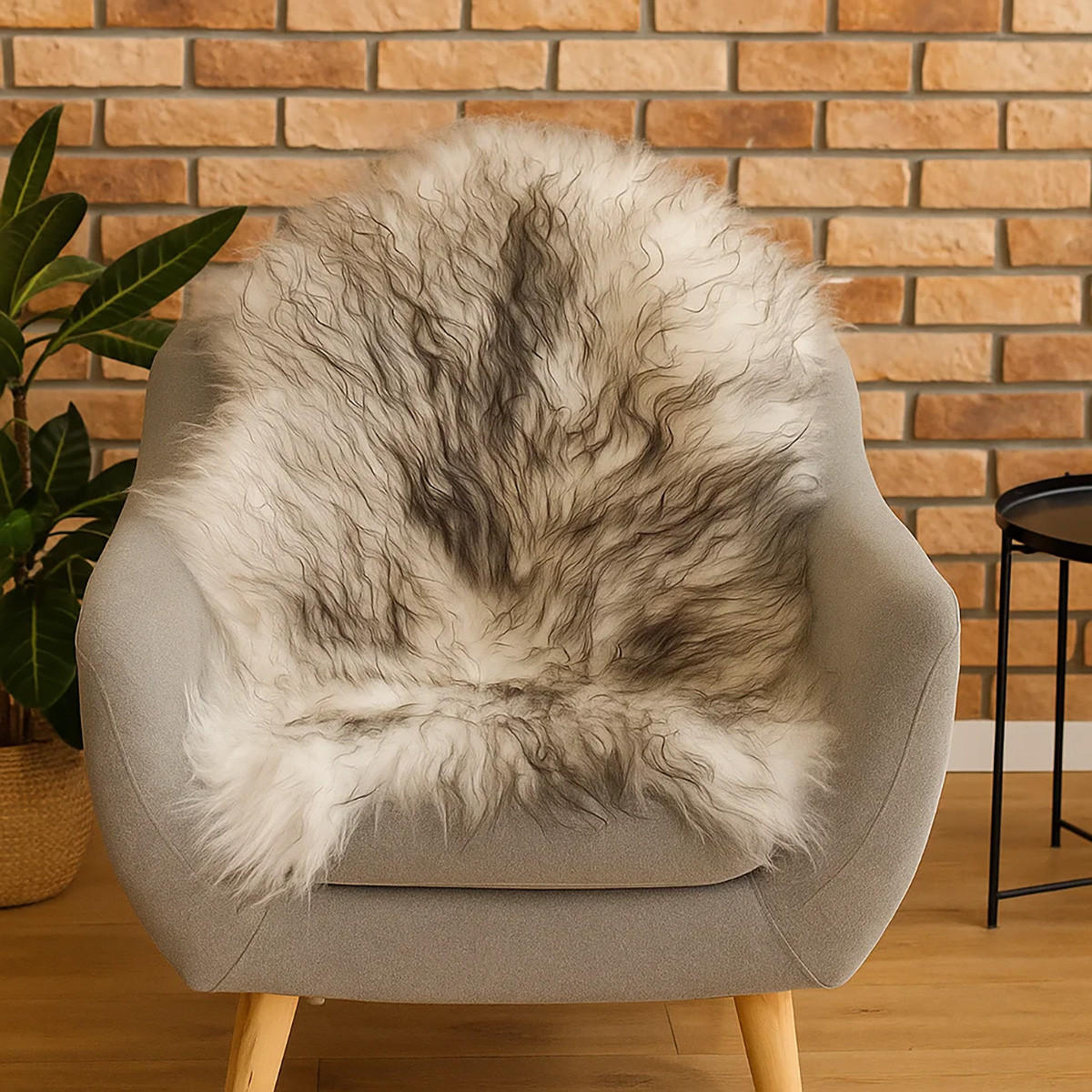 SCHAFFELL Island Lammfell dunkel geflammt 100/110 cm - Schwarz/Weiß, Fell (60/110cm) - Provellus