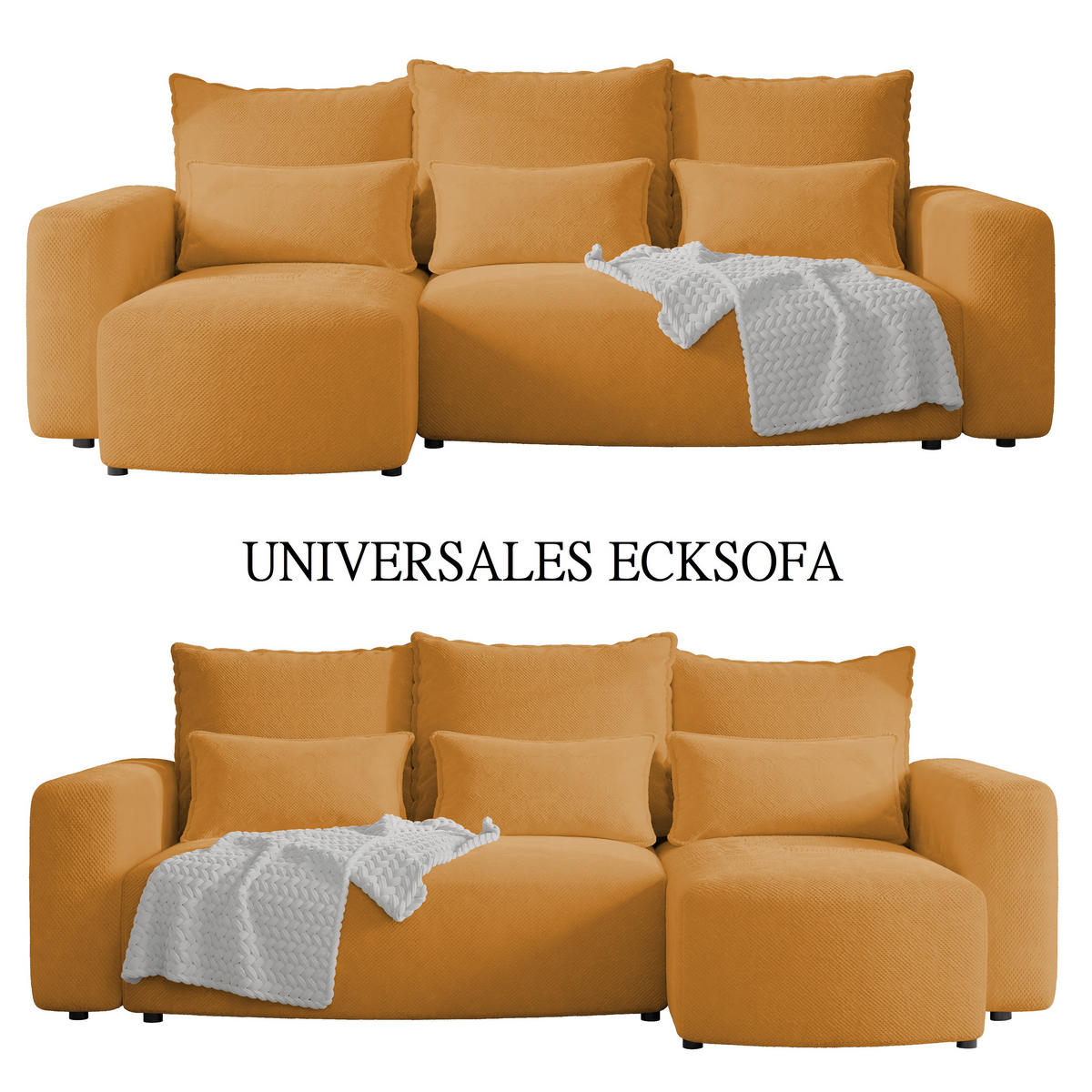 ECKSOFA Travis mit Bettkasten und Schlaffunktion, L-Form, Cord, Universal - Honig, Holzwerkstoff (248/148cm) - 4ALL HOME