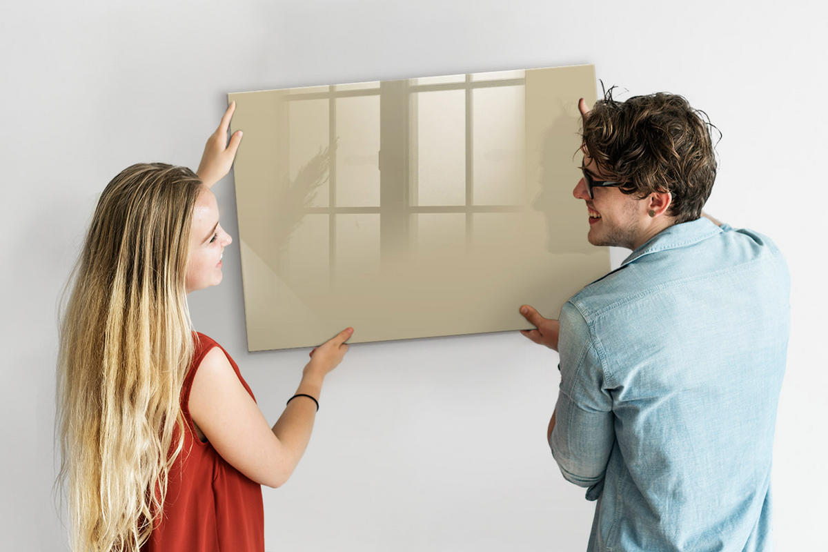 MAGNETTAFEL 100x70 Beige schwarzer Marker - Sandfarben, Glas (100/0.4/70cm) - TULUP