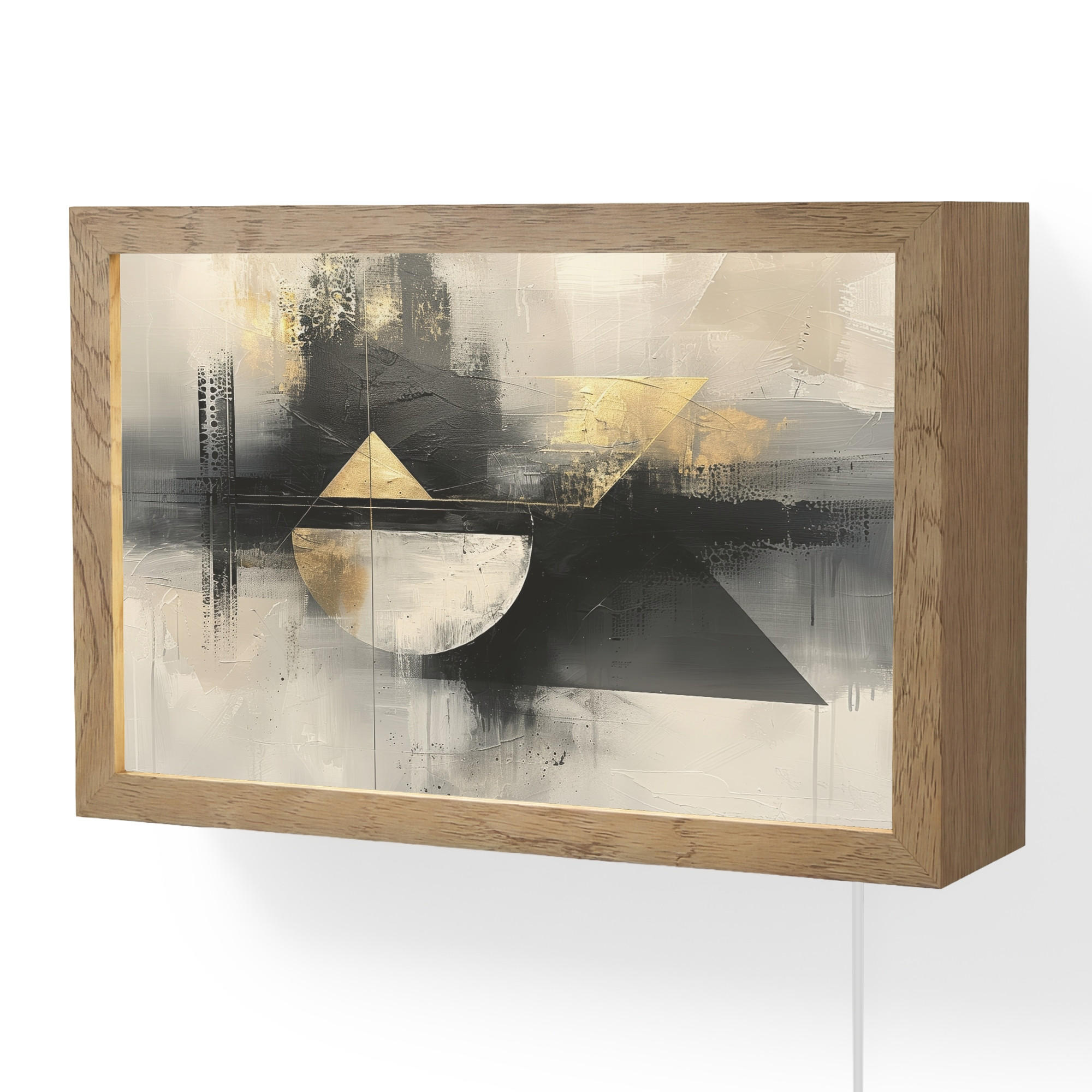 WANDLEUCHTE Abstrakt - Schwarz - Farbe - Modern 30x20 cm - Grau, Holzwerkstoff (30/20/8cm) - OnlyWow