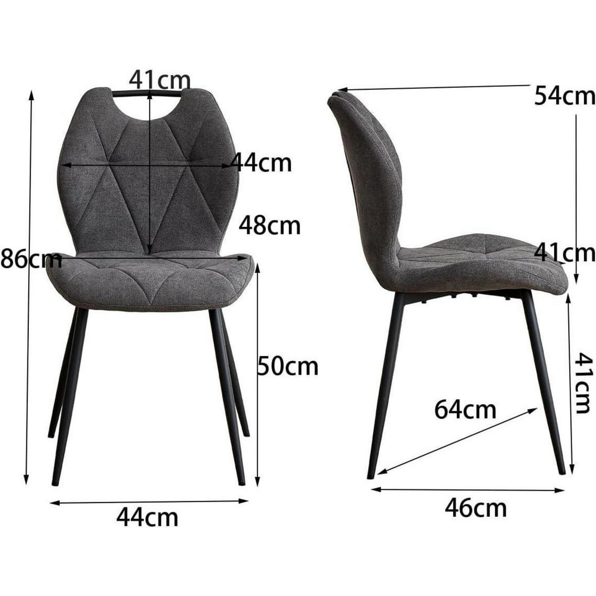 ESSZIMMERSTUHL 4er-Set Stoff Grau - Grau, Textil (44/86/48cm)