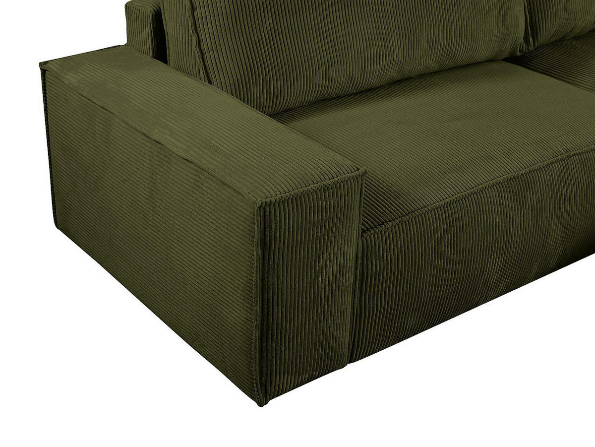 ECKSOFA mit Schlaffunktion - Ecke rechts - Cord - Khaki - AMELIA - Olivgrün, Textil (267/167cm) - Vente-Unique