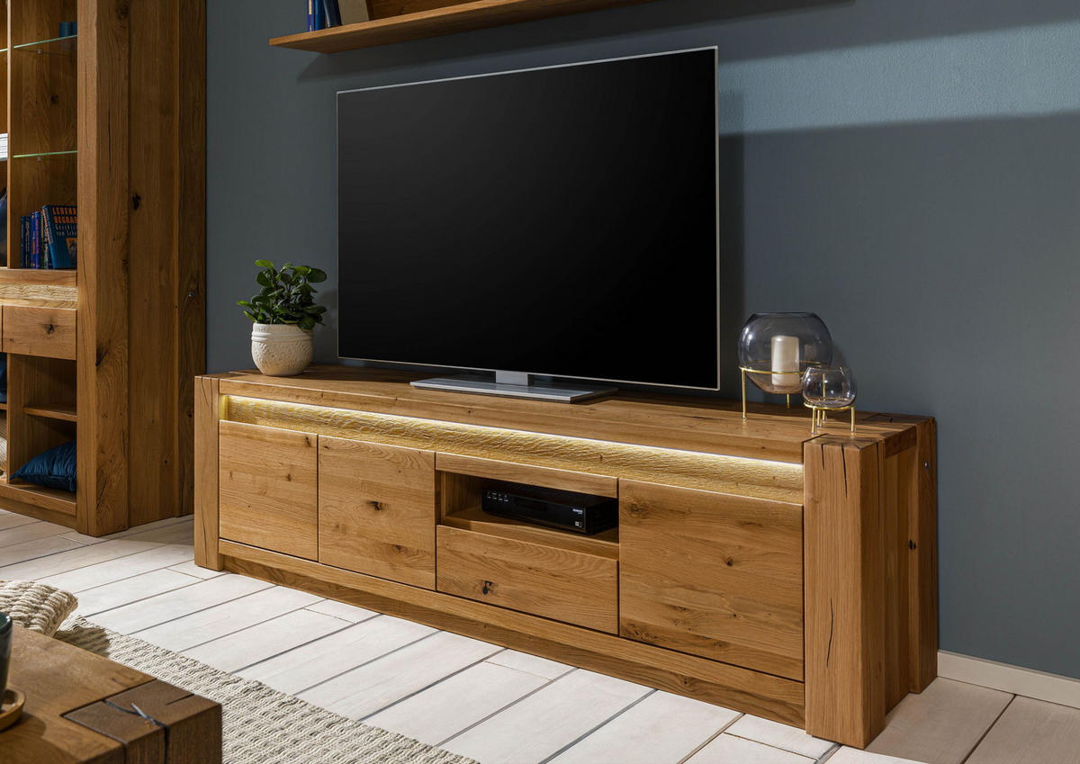 TV-BOARD Wildeiche 193x40x53 braun geölt KENT #333 - Braun, Holz (193/53/40cm) - Massivmoebel24