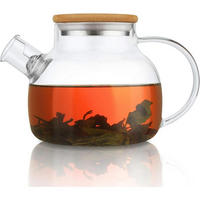TEEKANNE Glas 900 ml mit Siebeinsatz und Bambusdeckel - Transparent, Glas (21/21cm)