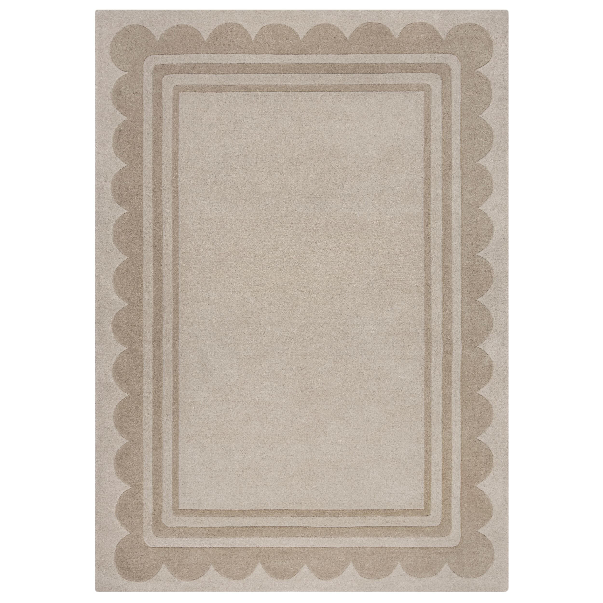 WOLLTEPPICH Bordure-Design, handgetuftet, naturtöne WENSUM, Beige 160x230 cm - Beige, Textil (160/230cm) - KADIMA DESIGN