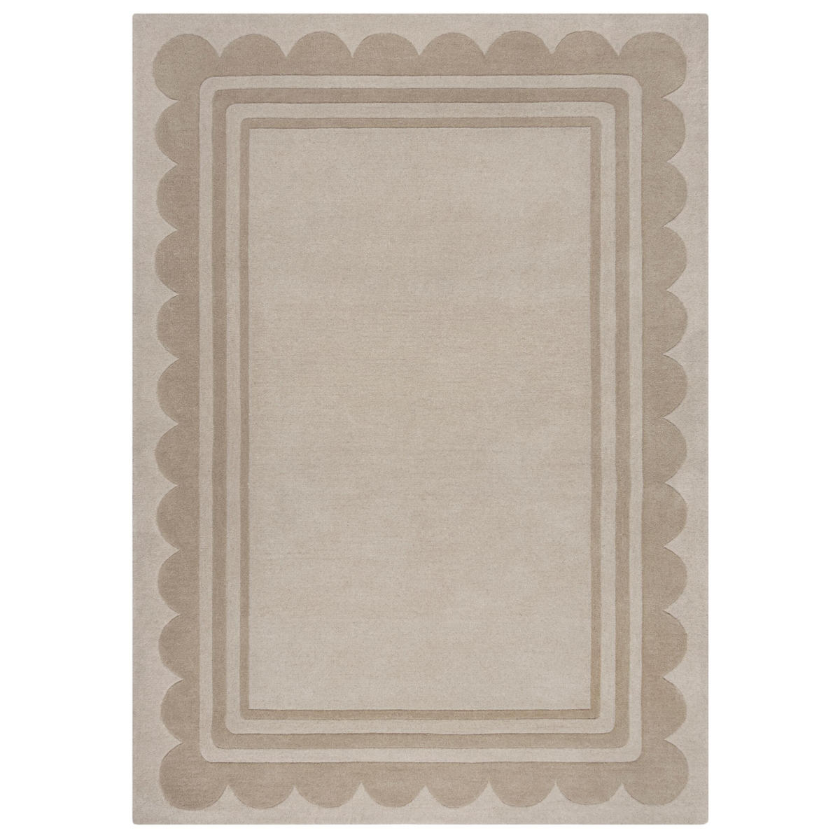 WOLLTEPPICH Bordure-Design, handgetuftet, naturtöne WENSUM, Beige 160x230 cm - Beige, Textil (160/230cm) - KADIMA DESIGN