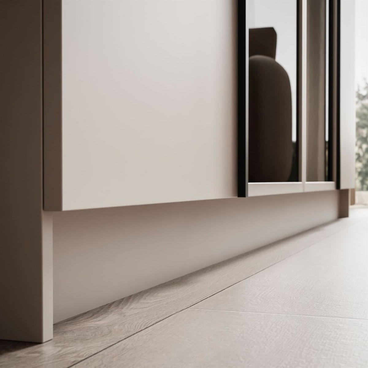 VIERTÜRIGER Schrank ATRIUM II mit Glasfront - Kaschmir, Holzwerkstoff (200/210/57cm) - Lookway