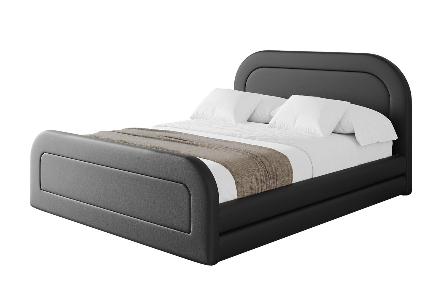 POLSTERBETT mit Bettkasten, Fußteil und Lattenrost, Boxbett mit Matratze H3/H4 - LERIS-Z 200x200 Schwarz Kunstleder - Schwarz Hochglanz, Holzwerkstoff/Textil (200/200cm) - ALTDECOR