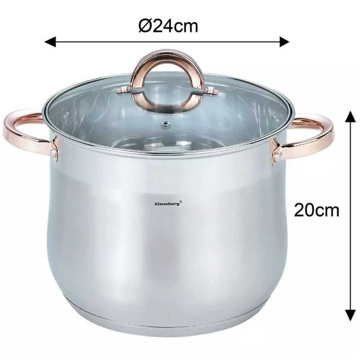 TOPF Silber 24/24/20 cm KB7793 - Silberfarben, Metall (24cm) - Klausberg 