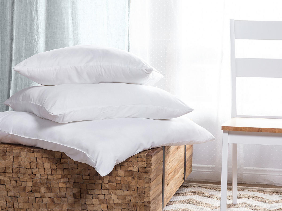 KOPFKISSEN 2er-Set Weiß 80/80 cm Errigal - Weiß, Textil (80/80cm) - Beliani