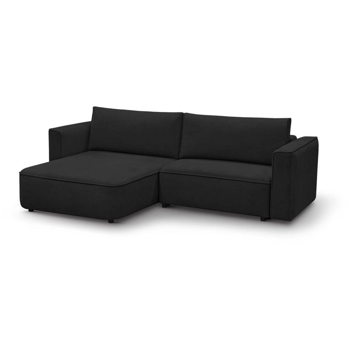 ECKSCHLAFSOFA Carlos schwarz - Schwarz, Kunststoff/Textil (265/170cm) - Beautysofa