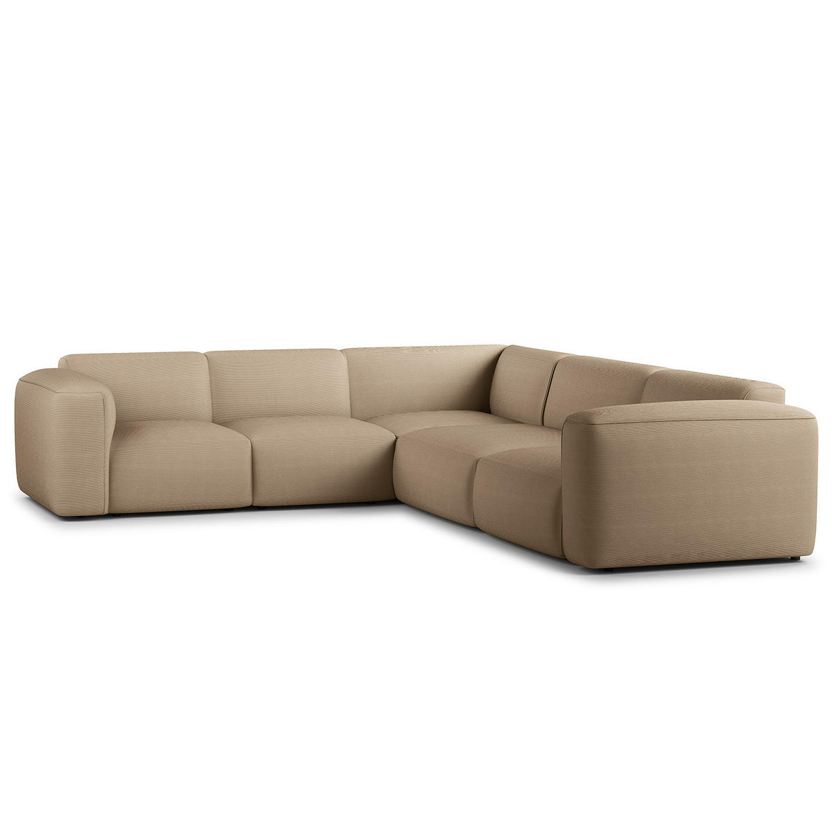ECKSOFA mit Rundecke - Taupe/Schwarz, Kunststoff/Textil (325/260cm) - home24