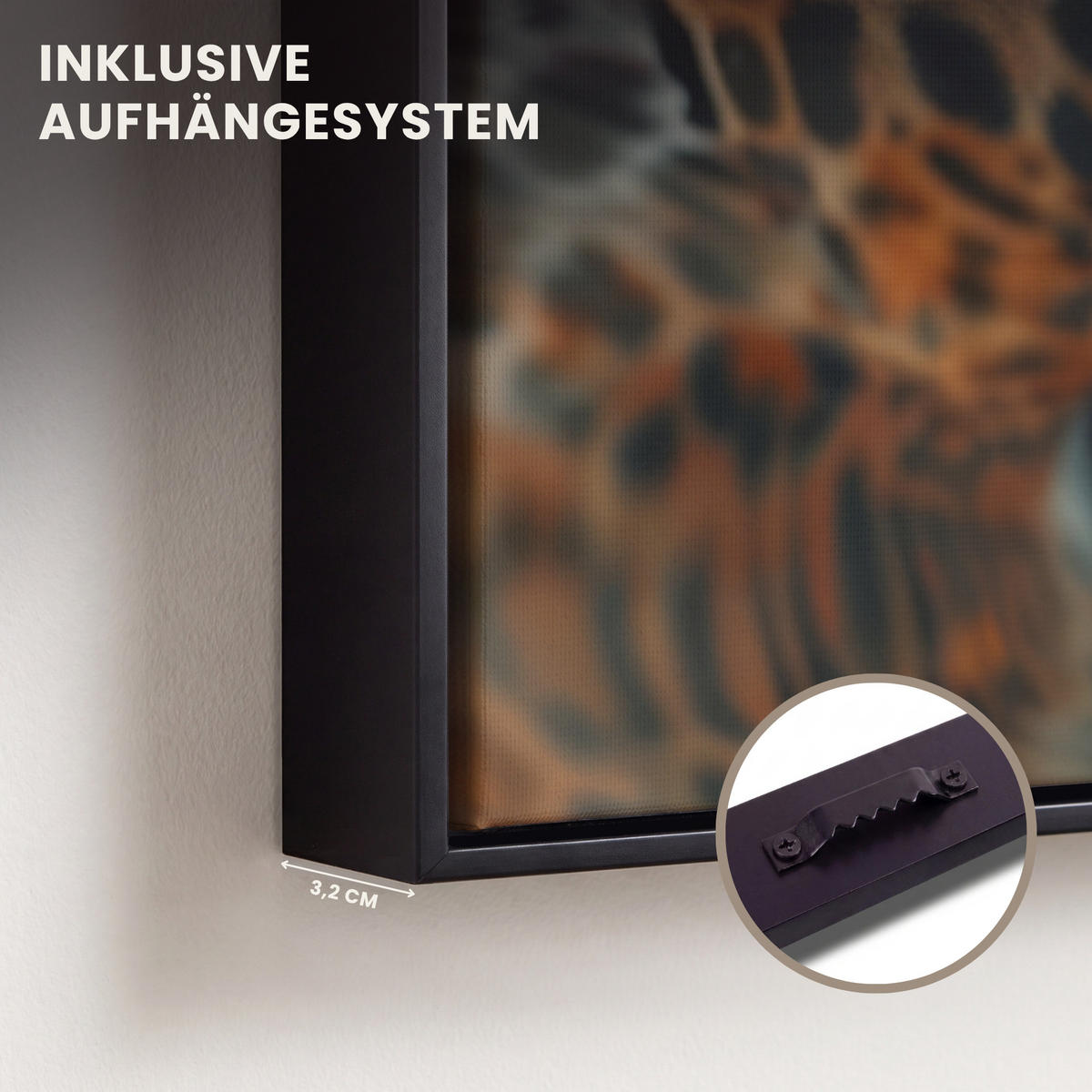 LEINWAND Bilder mit Rahmen - Natur - Leopard - Tier - Sonnenuntergang - Modern - 50x70 - Orange, Textil (50/70cm) - MuchoWow