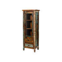 VITRINE Altholz 55x42x150 mehrfarbig lackiert FABLE #30 - Multicolor, Holz (55/150/42cm) - Massivmoebel24