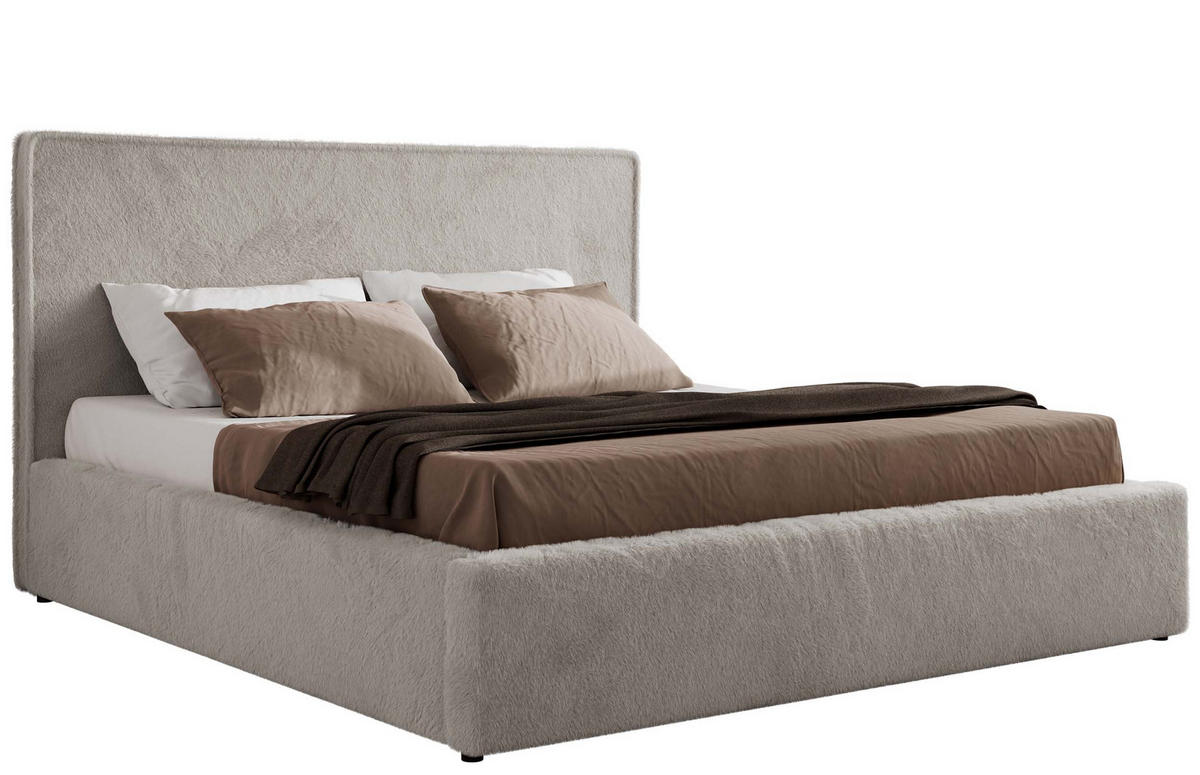 POLSTERBETT CORIVO CLASSIC 200/200 - Hellgrau Plüsch - ohne Matratze - Hellgrau, Textil (200/200cm) - MKS