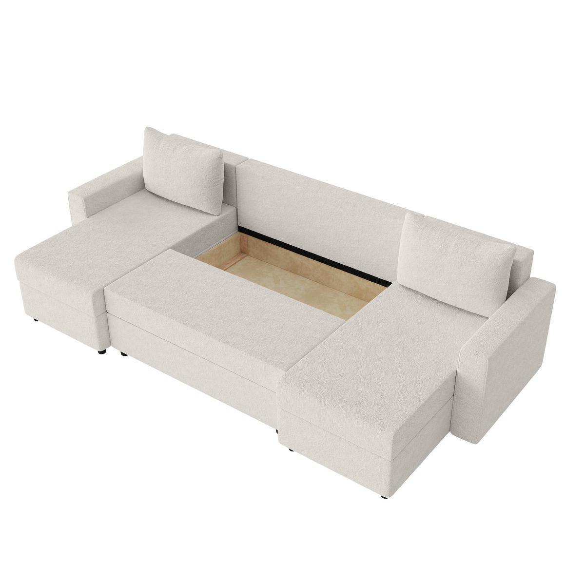 WOHNLANDSCHAFT Goka U mit Schlaffunktion, Weiß - Weiß, Textil (298/72/146cm) - Fedve
