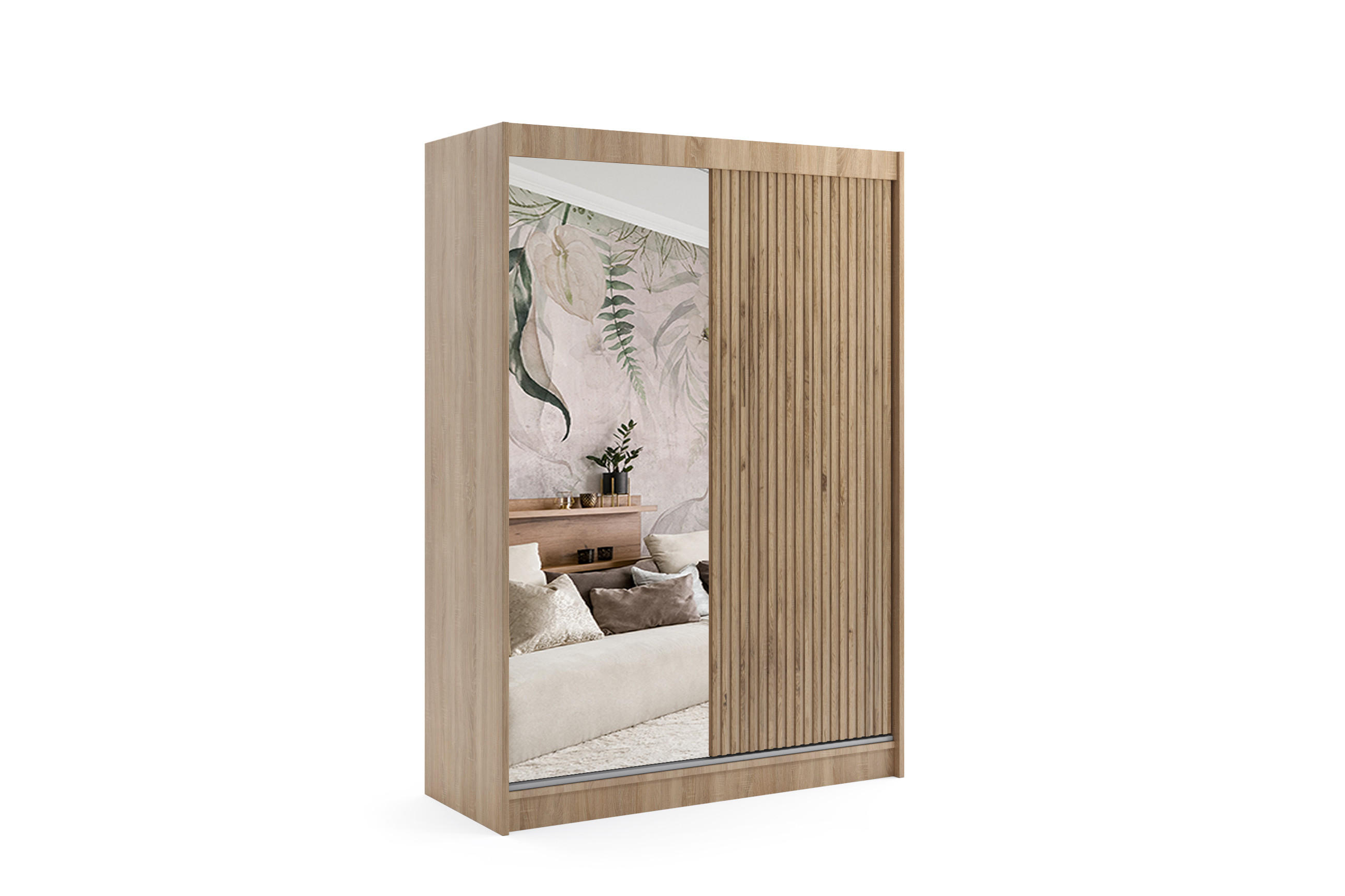 KLEIDERSCHRANK VILAN mit Spiegel - 120 cm - Sonoma Eiche|Eichefarben - Eichefarben/Sonoma Eiche, Holzwerkstoff (120/215/61cm) - ALTDECOR