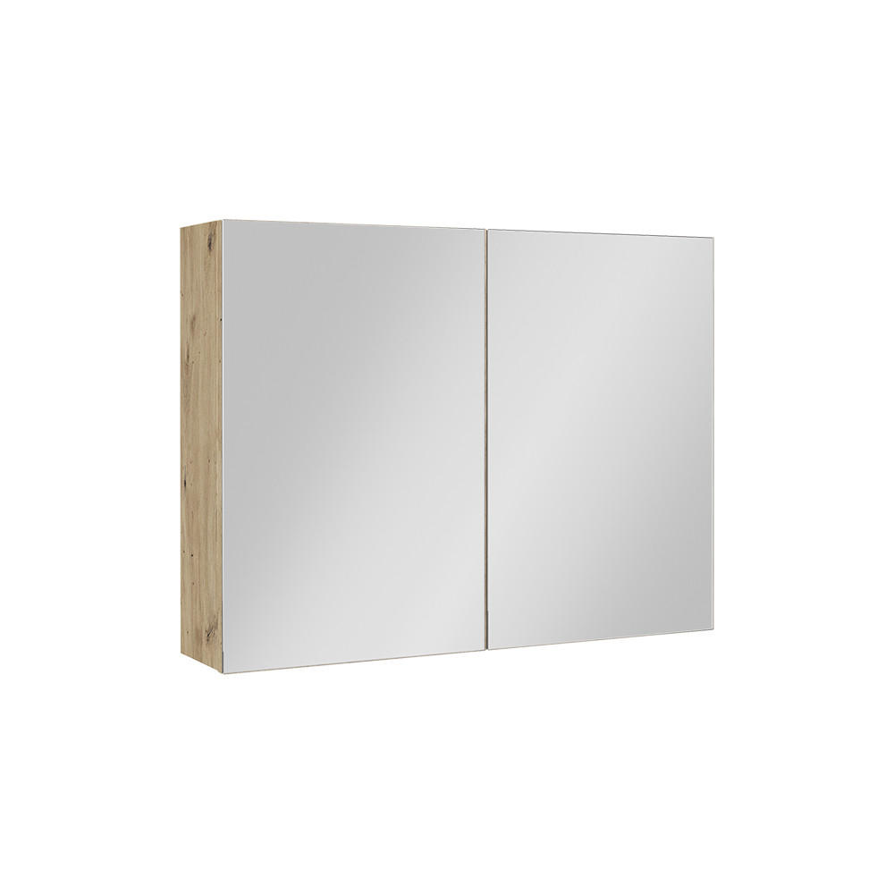 KOPALNIŠKA OMARICA Z OGLEDALOM Lavia, Obrtniški hrast, 80 x 60.2 cm - hrast artisan, leseni material (80/170/17cm) - Vicco