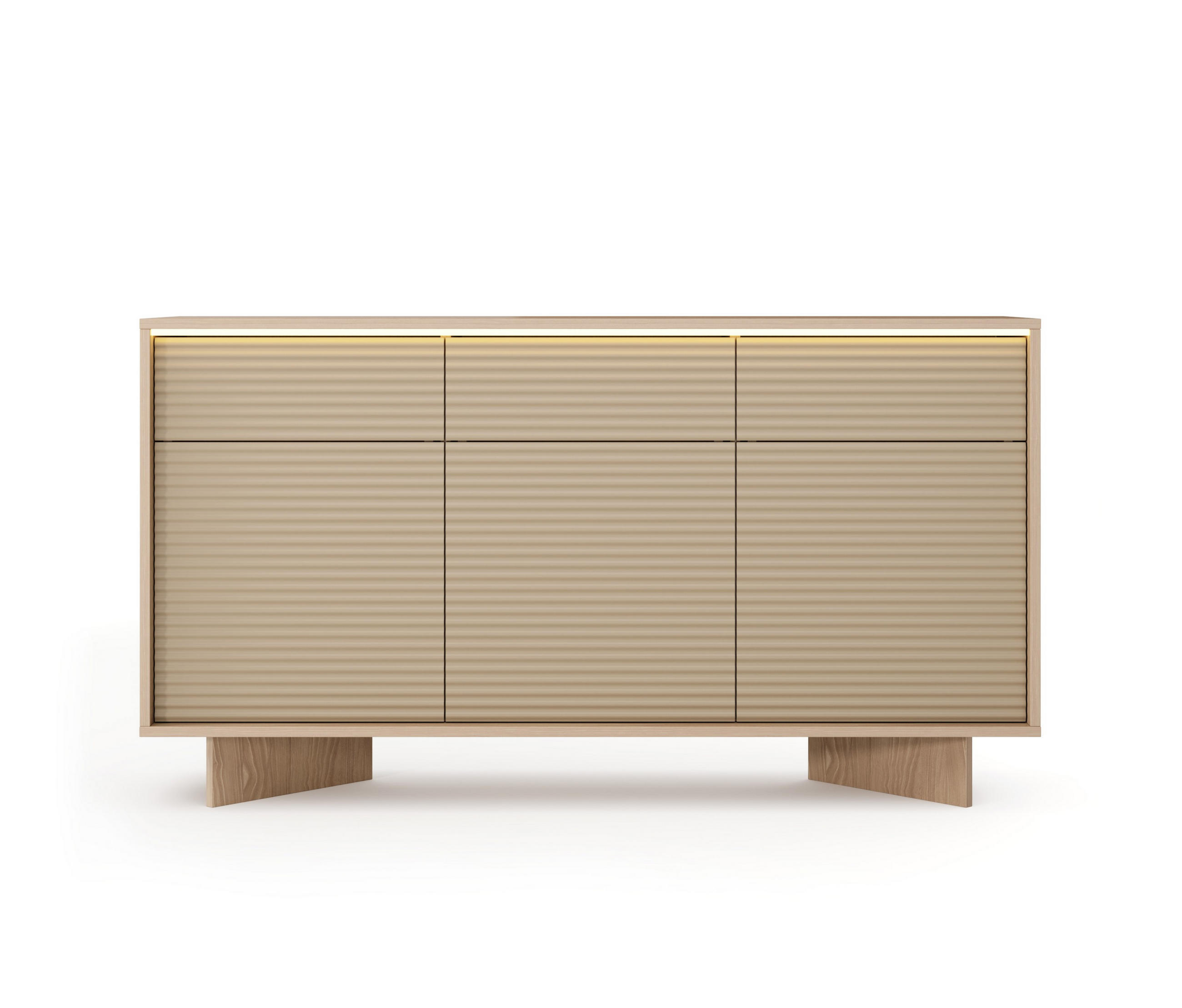 KOMMODE RIGATO 153,9/84,4/40cm mit 3 Schubladen 3 Türen Beige - Beige, Holzwerkstoff (153.9/84.4/40cm) - MASSENO