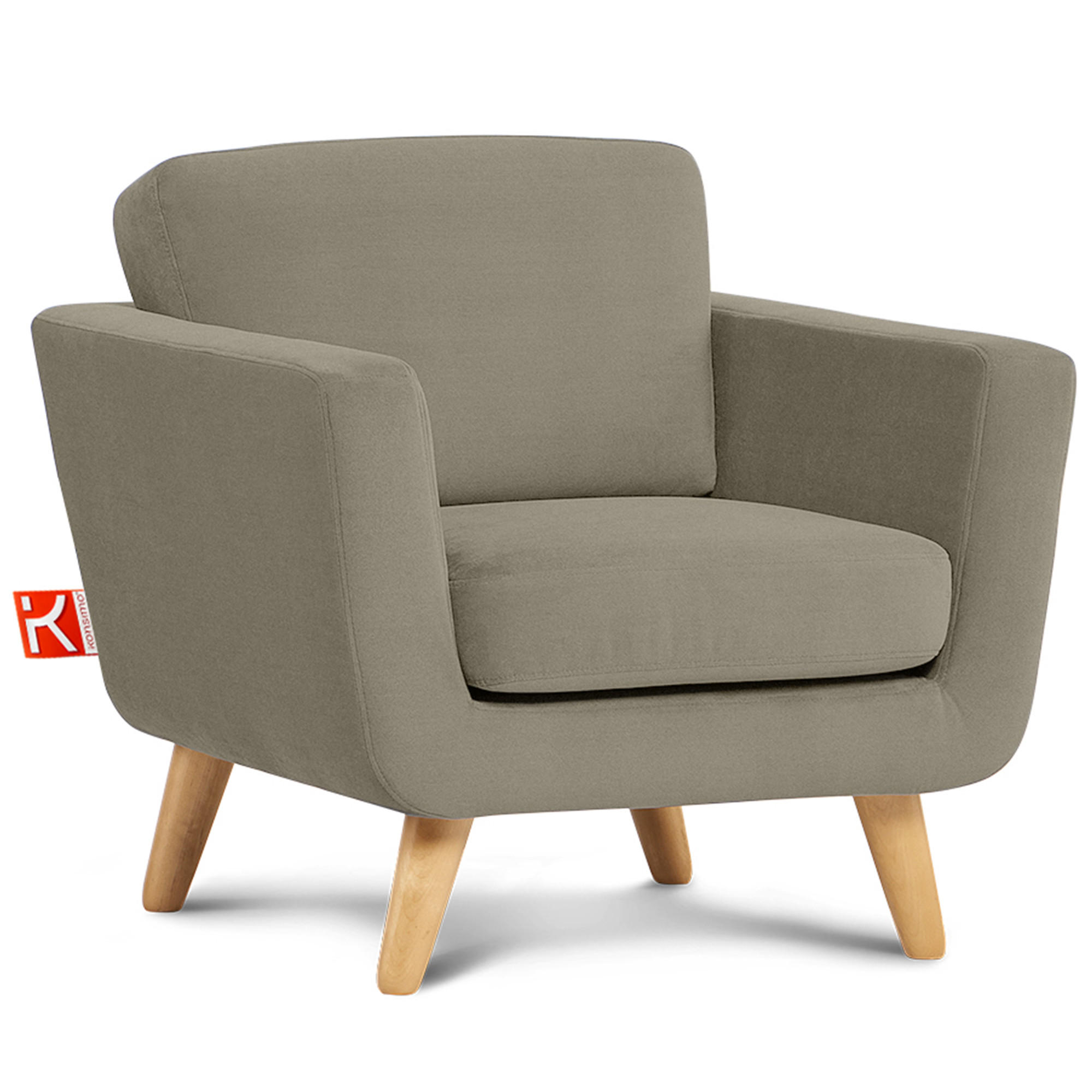 SESSEL TAGIO Massivholz-Beine, Beige - Beige/Braun, Buchenholz/Textil (86/80/88cm) - KONSIMO®