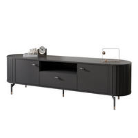 TV-LOWBOARD geriffelt, mit Schublade, Schwarz - Schwarz, Holzwerkstoff (180/49/40cm) - Idohome