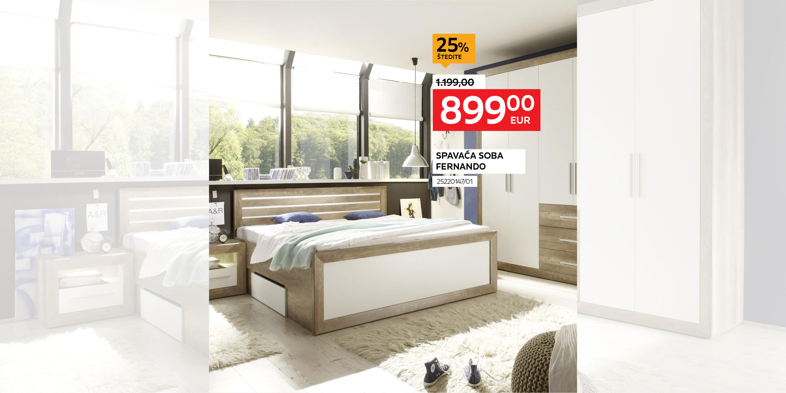 spavaća soba Fernando 2522014701 umjesto 1.199,00 € nova cijena 899,00 € - štedite 25%