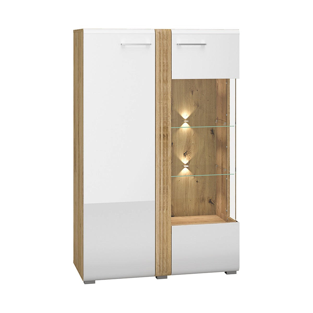 hi-markt Vitrine Weiß, Eiche 92x143x42 cm