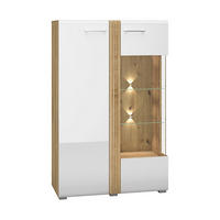 VITRINE – 92 cm – Adagio – Weiß / Eichefarben – Anschlag rechts – VT-GEN148 - Eichefarben/Weiß, Holzwerkstoff (92/143/42cm) - hi-markt