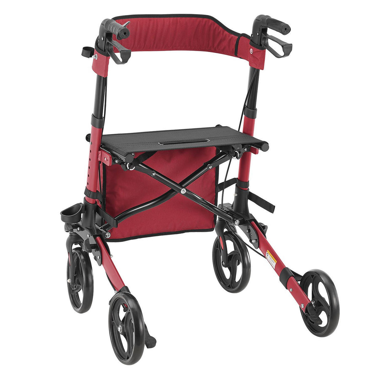 ROLLATOR Vital rot klappbar mit Sitzfläche & Einkaufstasche - Rot, Metall (63/80/68cm) - Juskys