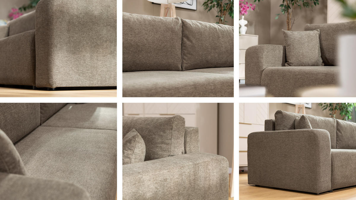 SCHLAFSOFA Piano - Schwarz/Grau, Holz/Kunststoff (245/82/92cm) - MIRJAN24