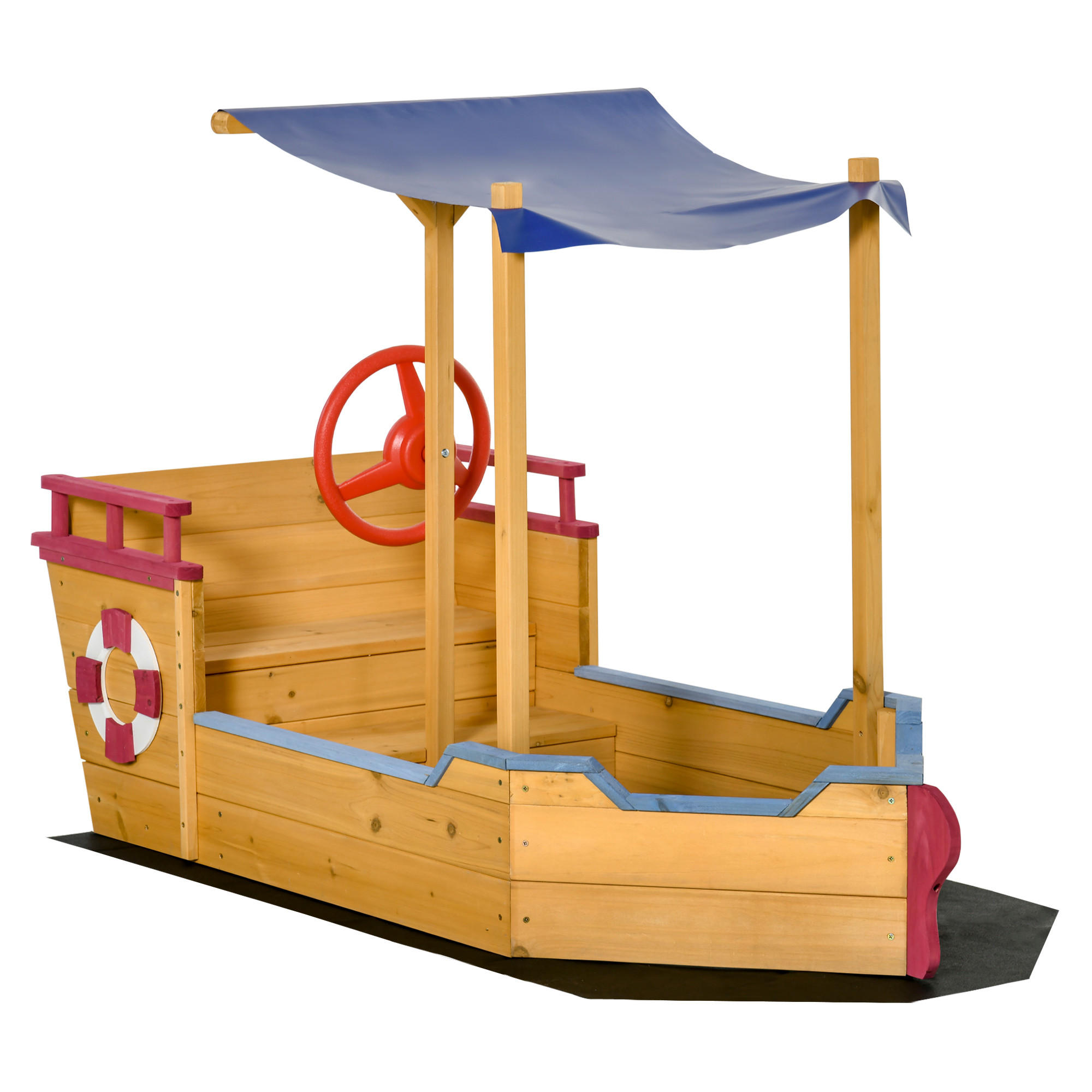 SANDKASTEN DE-18746 Piratenschiff mit Sonnensegel & Schatztruhe Holz - Orange, Holzwerkstoff (160/70/103cm) - ComfortXL