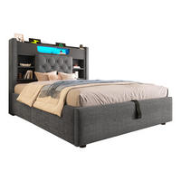 POLSTERBETT 90/200 cm in Grau mit LED, USB-C und Stauraum - Grau, Holzwerkstoff/Textil (90/200cm) - WISHDOR