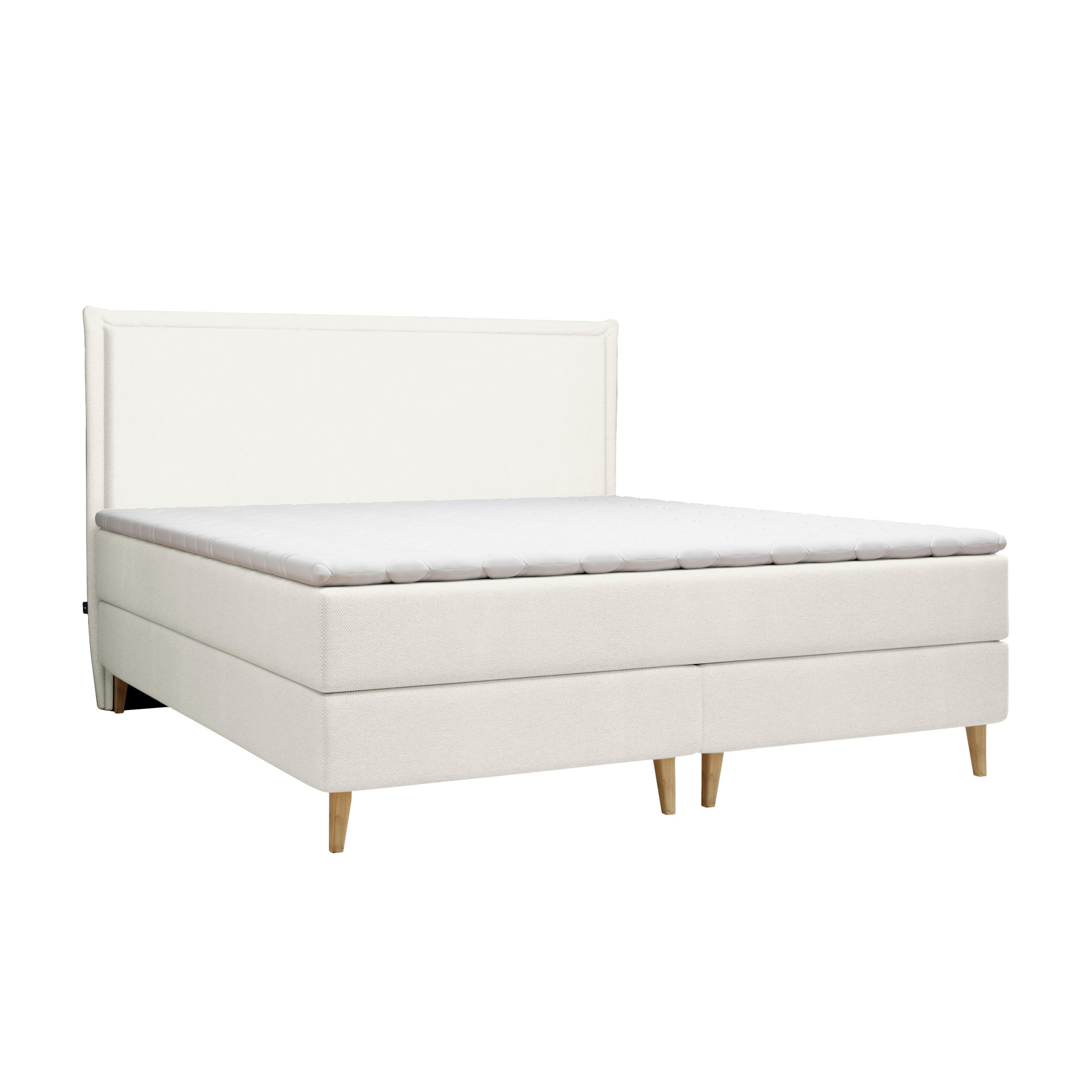 KONTINENTALBETT Calma Creme 200/200 cm mit Taschenmatratze - Creme/Naturfarben, Holz/Holzwerkstoff (200/200cm) - Maison de Reve
