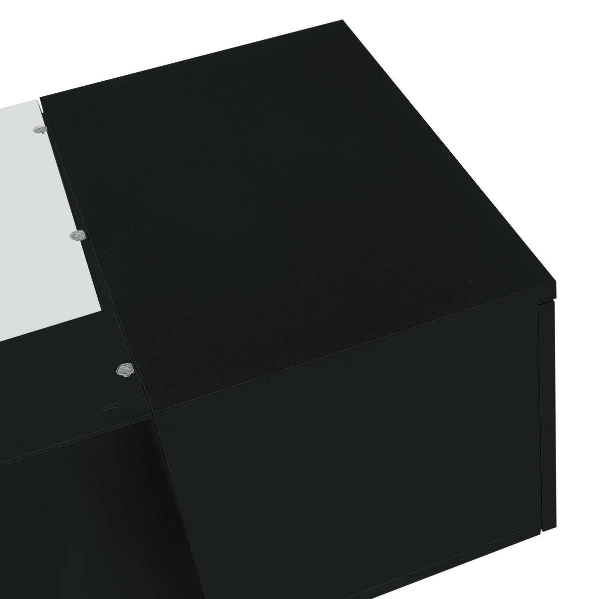 COUCHTISCH DE-066 LED Hochglanz Schwarz - Schwarz, Holzwerkstoff (50/120/39cm) - ComfortXL