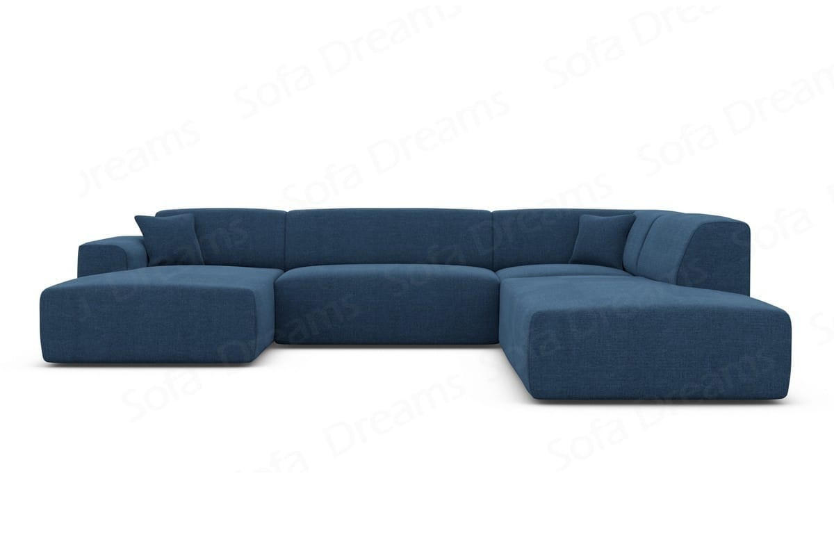 WOHNLANDSCHAFT Genova Blau Strukturstoff - Blau, Kunststoff (326/70/263cm)