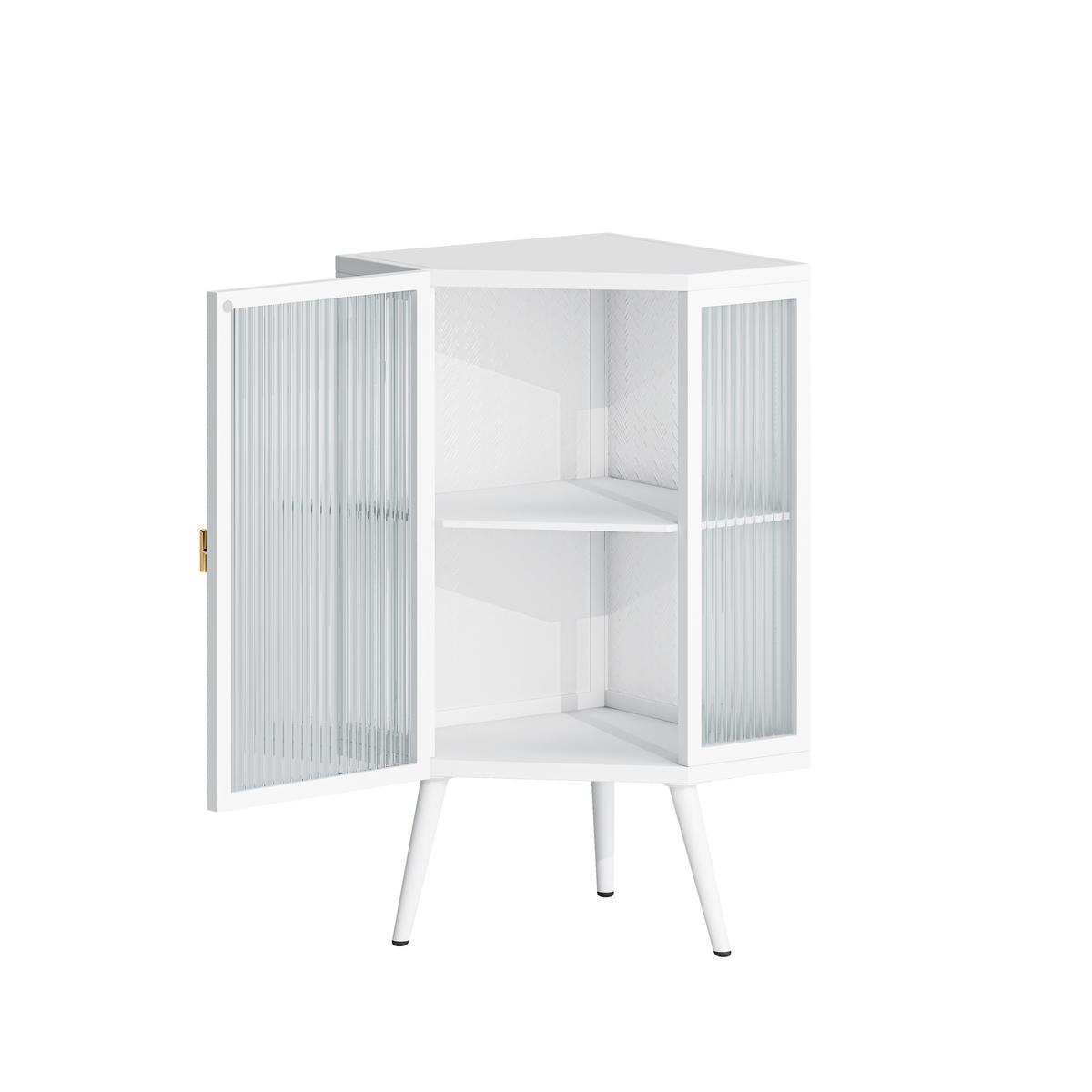 BAD-ECKSCHRANK Weiß, Glastür & 2 Ablagen, 56 x 42,5 x 80 cm - Weiß, Metall (56/80/42.5cm) - Urban Meuble