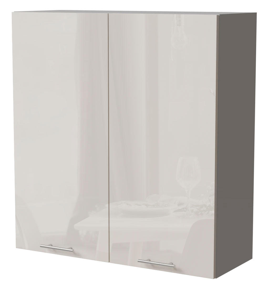 HÄNGESCHRANK Brerra W4/90 Grau / RAL 9001 creme Hochglanz 90 / 32,5 / 96cm - Creme/Grau, Holz/Holzwerkstoff (90/96/32.5cm) - Feldmann-Wohnen