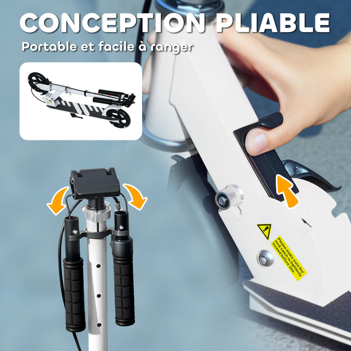 KINDERSCOOTER DE-16965 LED-Leuchten 4-fach höhenverstellbar Weiß - Weiß, Kunststoff (73/36/89cm) - ComfortXL