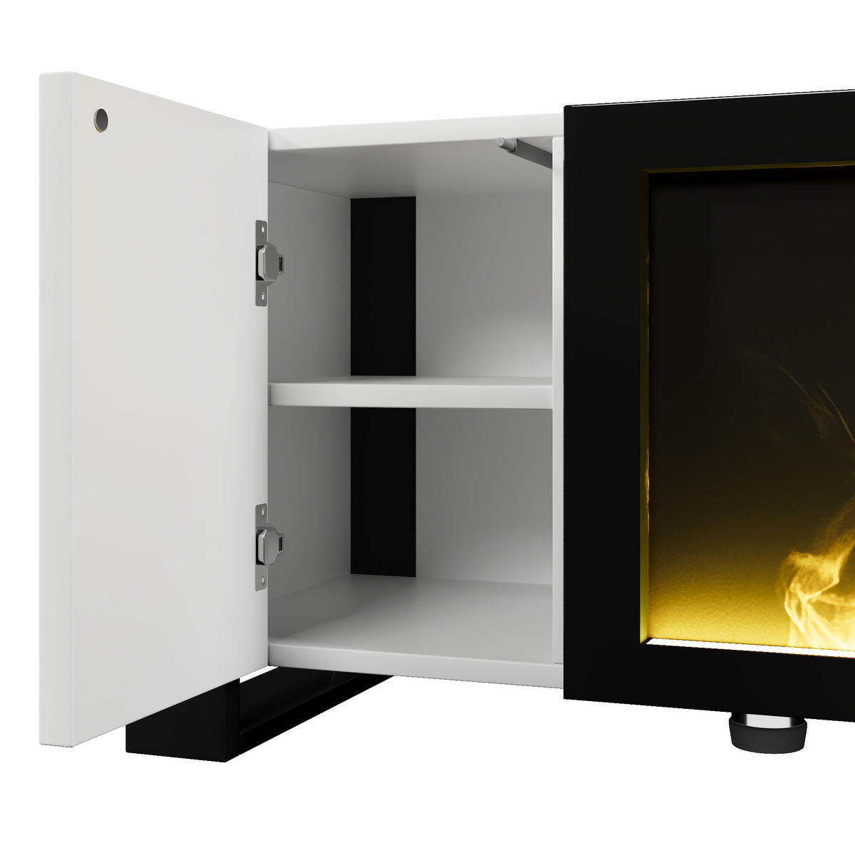 TV-LOWBOARD Modellname Weiß-Schwarz 165/32/55 cm - Weiß, Holz (165/55/32cm) - PANGIVO