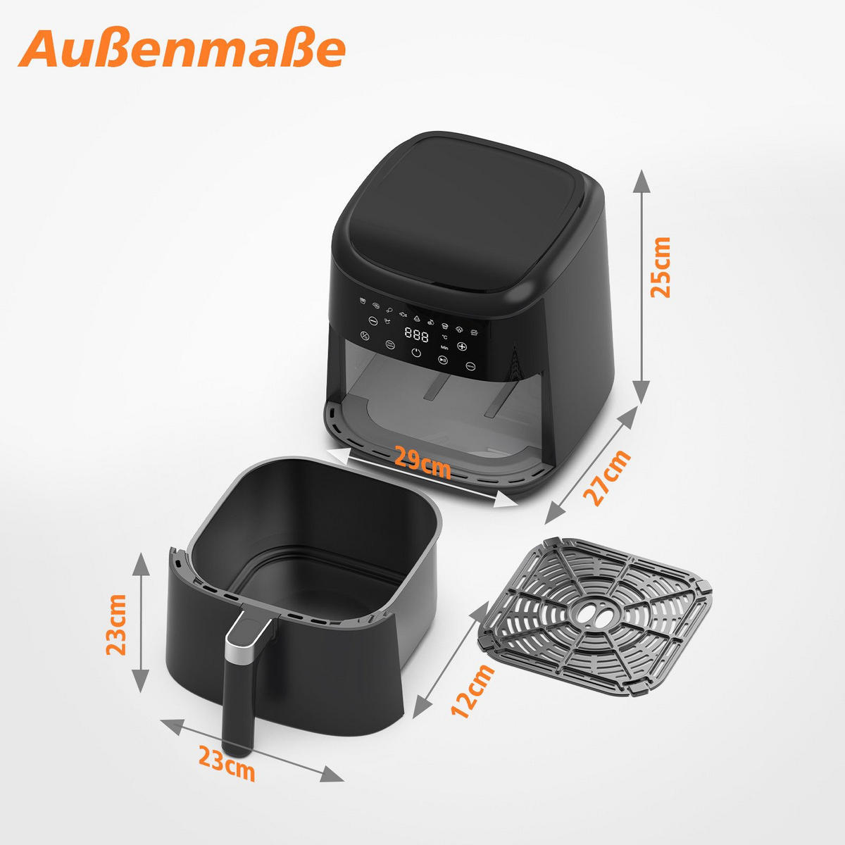 HEISSLUFTFRITTEUSE 6L - Schwarz, Metall (29/25/27cm) - Aimax