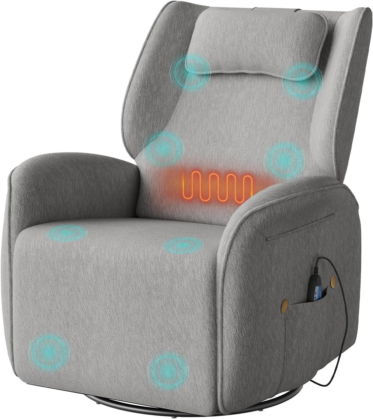 RELAXSESSEL mit Massage, Liegefunktion, Ladeport, Grau - Grau, Kunststoff/Textil (84/97/99cm) - Woltu