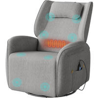 RELAXSESSEL mit Massage, Liegefunktion, Ladeport, Grau - Grau, Kunststoff/Textil (84/97/99cm) - Woltu