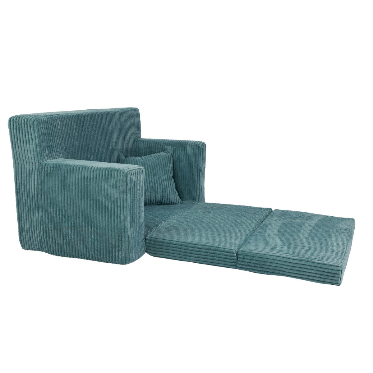 KINDERSOFA aus Kuschel-Cord in Türkis - Türkis, Textil (83/47/43cm) - Fortisline
