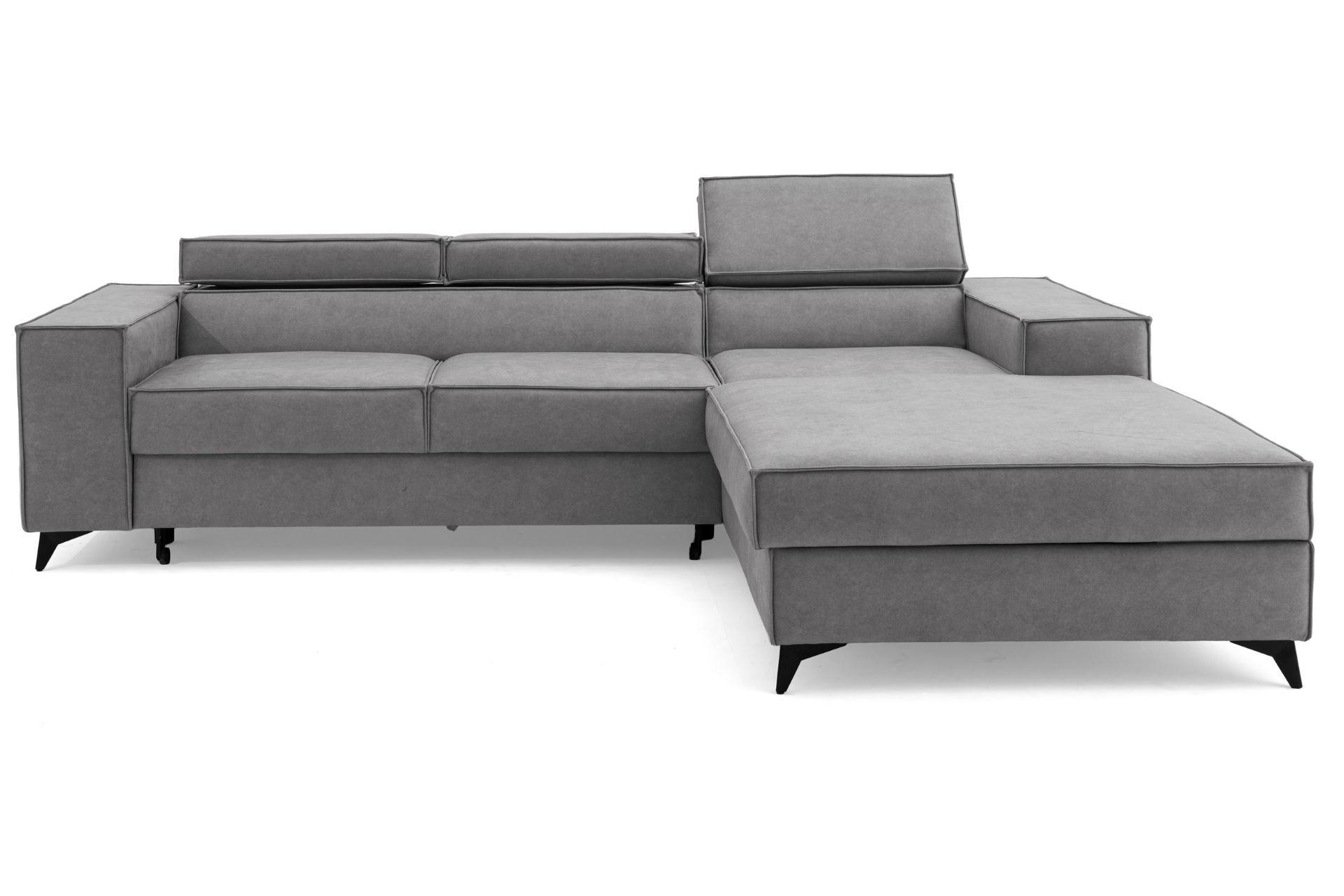 ECKSOFA PURE S Rechts mit Schlaffunktion 127x215 Velours Hellgrau - Hellgrau/Schwarz, Holz/Textil (204/281cm) - Muffo