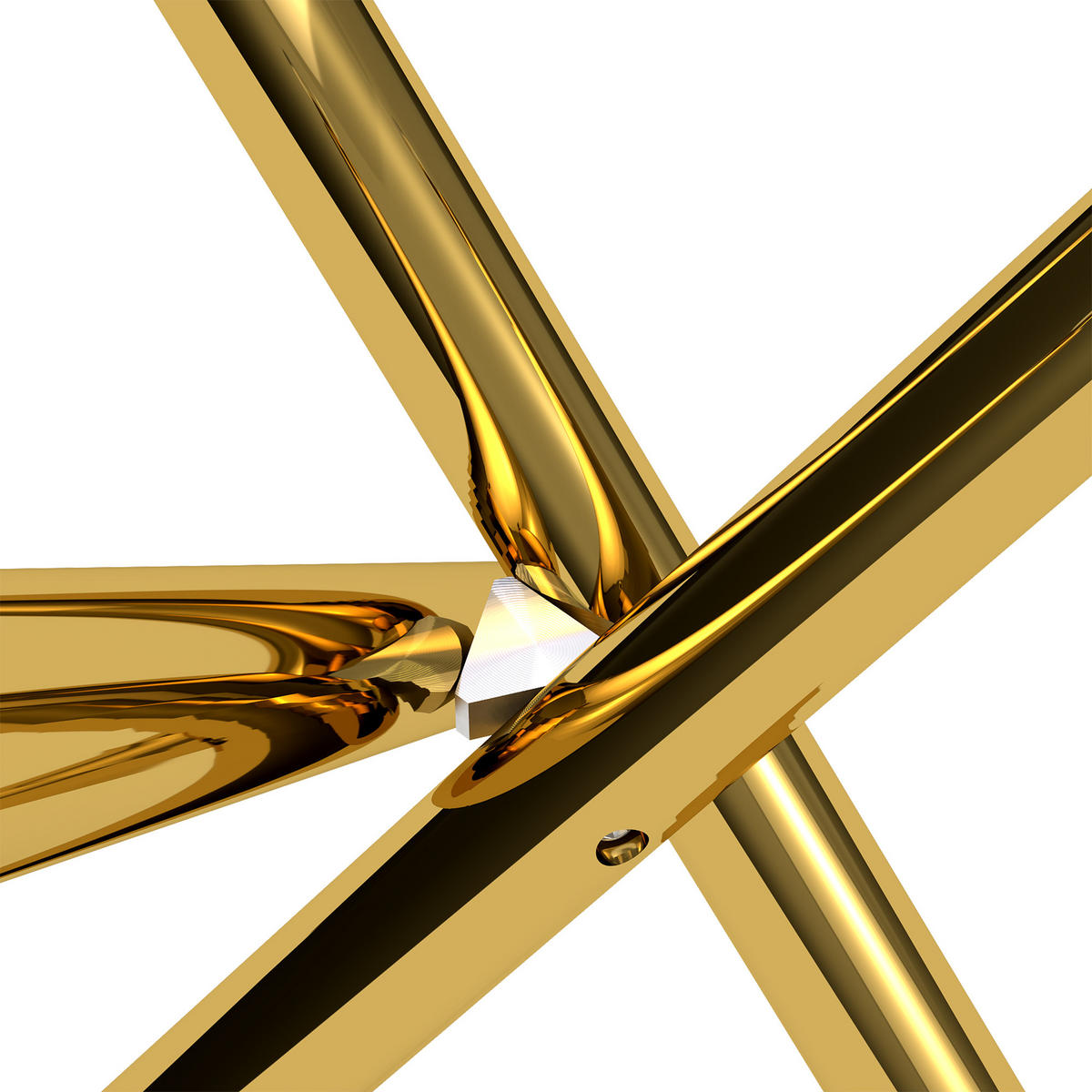 ESSTISCH 80/80/76 cm gold aus Glas und Metall mit verstellbaren Gleitern - Goldfarben, Metall (80/80/76cm) - OKWISH