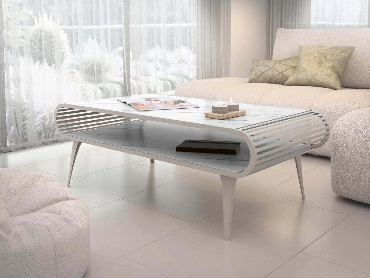 COUCHTISCH Aristo Cashmere - Kaschmir/Weiß, Holzwerkstoff/Metall (60/120/44cm) - MIRJAN24