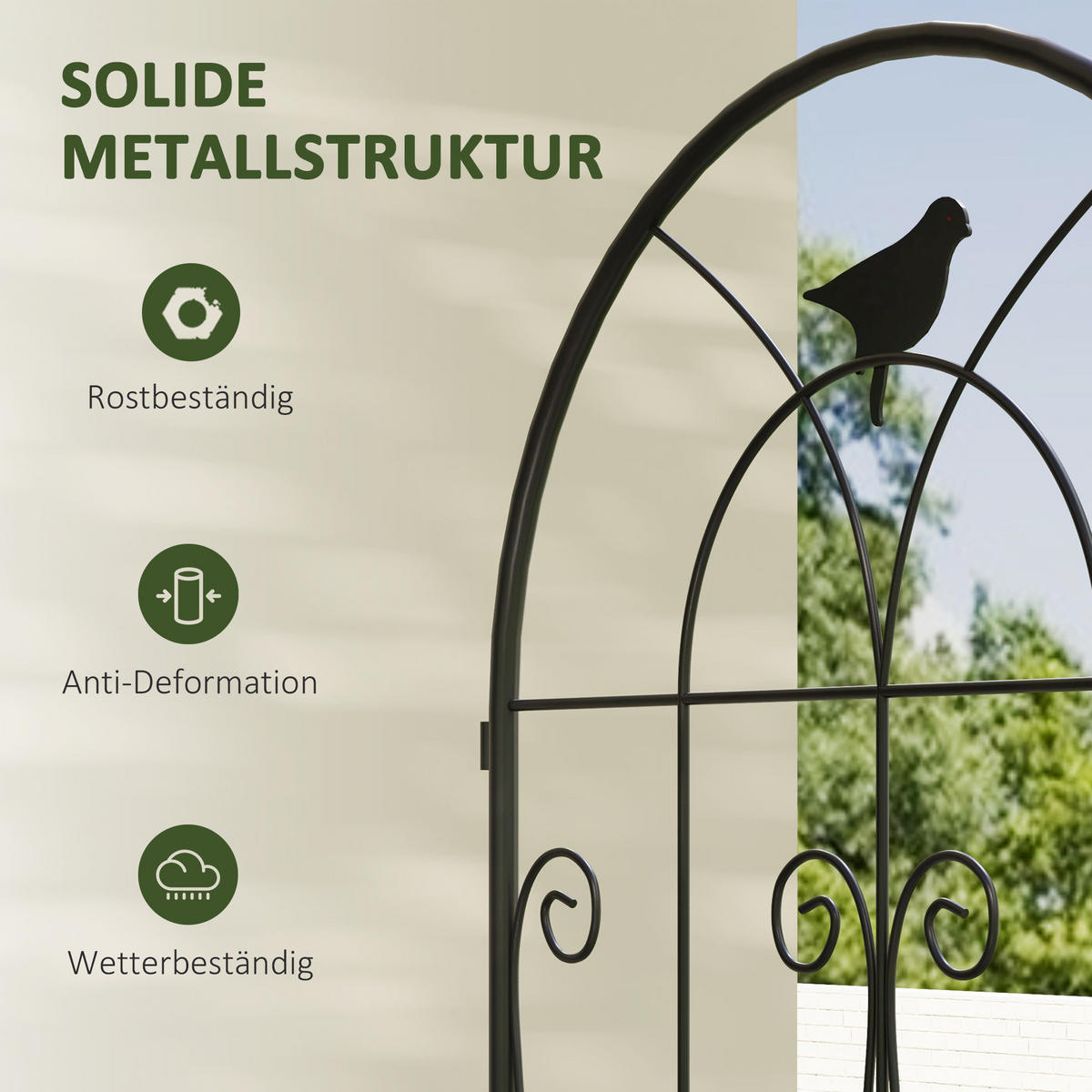 ROSENBOGEN-SET 2TLG. - Schwarz, Metall (1.3/150/50cm) - Outsunny