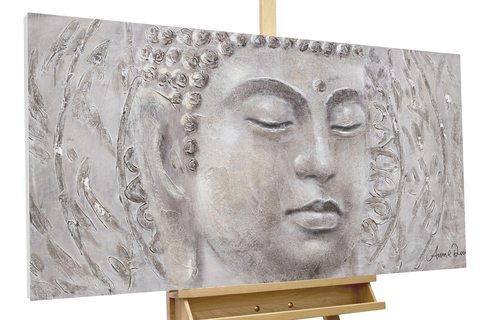 KUNSTLOFT RUČNĚ MALOVANÝ AKRYLOVÝ OBRAZ ŠEDÝ, 120/60 CM