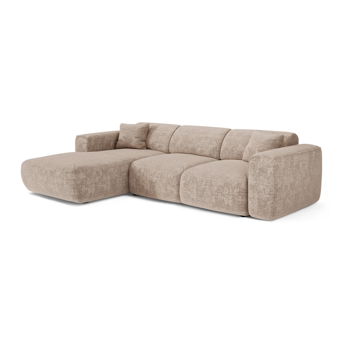 ECKSCHLAFSOFA Geprägter Samt Beige 283cm - Beige, Textil (283/180cm) - Sia Home